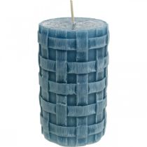 Candele pilastro blu, candele di cera rustiche, candele con motivo intrecciato 110/65 2pz