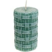 Prodotto Candele con motivo intrecciato, candele a colonna Verde rustico, decorazione candela 110/65 2pz