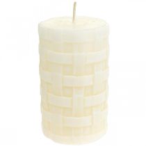 Candele rustiche, candele in cera bianca, candele pilastro modello cesto 110/65 2pz