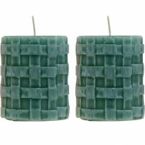 Prodotto Candele pilastro Candela decorativa rustica 80/65 verde 2pz