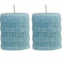 Prodotto Candele pilastro Candela decorativa rustica 80/65 azzurra 2pz