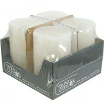 Prodotto Set di 4 candele rustiche a colonna, bianco sporco, 70x110 mm, interamente colorate, autoestinguenti - Ideali per decorazioni dell'Avvento e delle feste