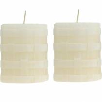 Set 4 Candele A Colonna Rustiche Michael Noll - 10x10 Cm, 75 Ore, Senza Fuliggine, Per Corona Avvento (grigio)
