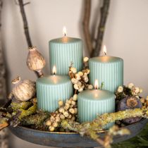 Candele a colonna candele scanalate verde smeraldo 70/90mm 4pz