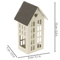 Prodotto Set di fari in metallo, tre casette su vassoio, 35 cm, 1 set
