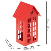 Prodotto Casette portacandele in metallo rosse con vassoio, 35 cm, 1 set