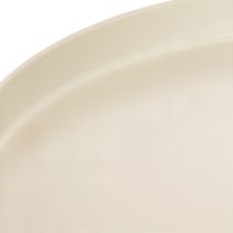 Prodotto Vassoio decorativo rotondo color crema, 30 cm, con supporto, per la decorazione della tavola.