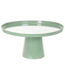 Prodotto Tavolino decorativo rotondo in metallo verde, diametro 40 cm, con bordo alto
