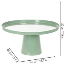 Prodotto Tavolino decorativo rotondo in metallo verde, diametro 40 cm, con bordo alto