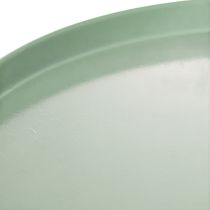 Prodotto Tavolino decorativo rotondo in metallo verde, diametro 40 cm, con bordo alto