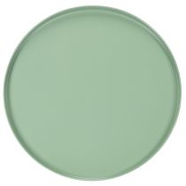Prodotto Tavolino decorativo rotondo in metallo verde, diametro 40 cm, con bordo alto
