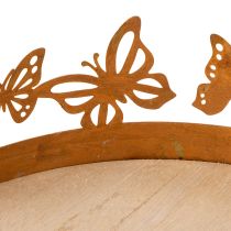 Prodotto Vassoio con farfalle, primavera, decorazione da tavola, decorazione in metallo, finitura effetto ruggine, Ø20cm H6.5cm
