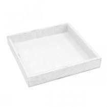 Prodotto Vassoio decorativo bianco quadrato in legno decorazione tavolo vintage 19×19 cm