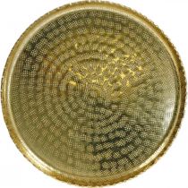 Vassoio rotondo in metallo, piatto decorativo dorato, decoro orientale Ø30cm