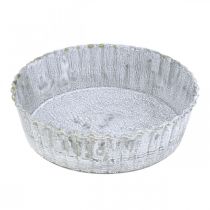 Piatto in metallo a forma di biscotto, vassoio rotondo decorativo, decoro da tavola bianco lavato Ø14cm H4cm