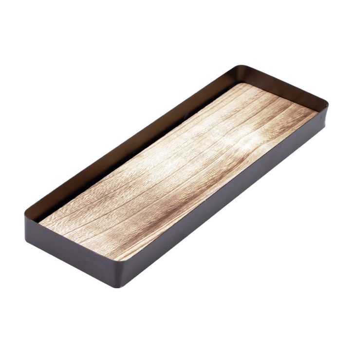 Prodotto Vassoio decorativo metallo legno vassoio metallico base in legno 34,5×11×3 cm