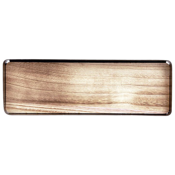 Vassoio decorativo metallo legno vassoio metallico base in legno 40x13x3cm