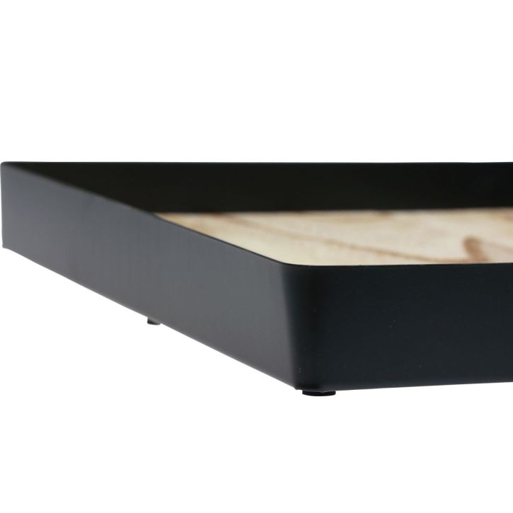 Prodotto Vassoio decorativo metallo legno quadrato nero naturale 25,5×25,5×4 cm