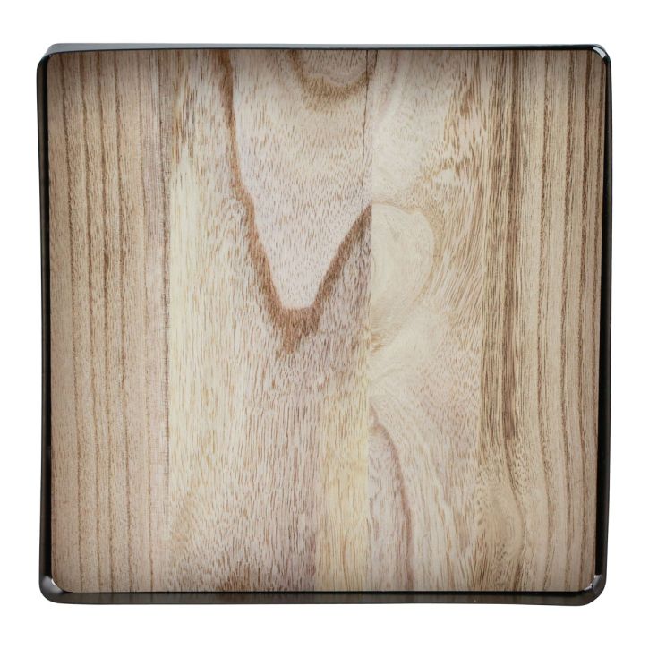 Prodotto Vassoio decorativo metallo legno quadrato nero naturale 25,5×25,5×4 cm