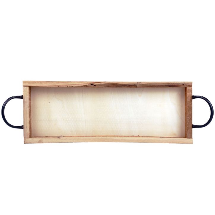 Vassoio in legno con manici, vassoio decorativo, oblungo, naturale, 50×19×3 cm