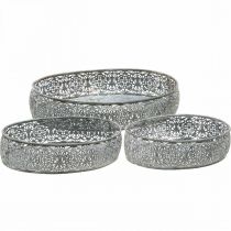 Ciotola decorativa in metallo motivo ovale grigio 25,5/29/34,5 cm set di 3
