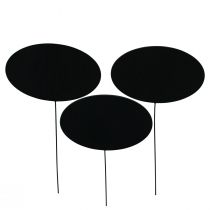 Prodotto Tappi decorativi lavagna ovale nera legno metallo 10x6cm 12pz