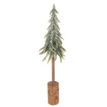 Prodotto Abete artificiale, effetto ghiaccio, con base in legno, decorazione invernale, 60 cm