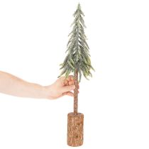 Prodotto Abete artificiale, effetto ghiaccio, con base in legno, decorazione invernale, 60 cm