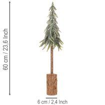 Prodotto Abete artificiale, effetto ghiaccio, con base in legno, decorazione invernale, 60 cm