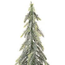Prodotto Abete artificiale, effetto ghiaccio, con base in legno, decorazione invernale, 60 cm