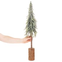 Prodotto Abete artificiale, effetto ghiaccio, albero decorativo su base di legno per decorazioni invernali e natalizie, 75 cm