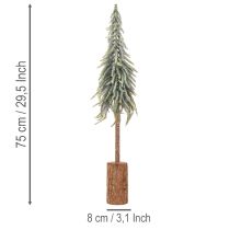 Prodotto Abete artificiale, effetto ghiaccio, albero decorativo su base di legno per decorazioni invernali e natalizie, 75 cm