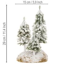Prodotto Abeti innevati, paesaggio invernale artificiale per villaggio natalizio e decorazione della tavola, 29 cm