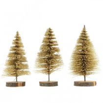Prodotto Mini abeti decorazione da tavola decorazione natalizia dorata H7cm 6pz