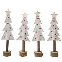 Prodotto Decorazione per albero di Natale in feltro stella cuore beige rosso H21cm 4 pezzi
