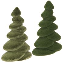 Prodotto Decorazione da tavolo per albero di Natale abeti floccati verdi 16,5 cm 4 pezzi
