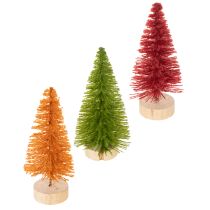 Prodotto Albero di Natale artificiale con base in legno, piccolo, 16 cm, 6 pezzi