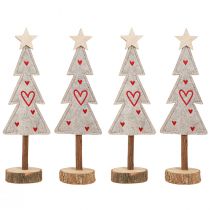 Prodotto Albero di Natale in feltro decorazione con cuori grigio rosso 28 cm 4 pz