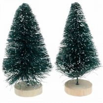 Mini abete innevato, decorazione invernale, albero di Natale H9,5 cm Ø5 cm 2 pezzi