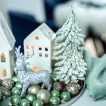 Abete con neve, addobbo natalizio, abete decorativo H14cm