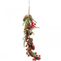 Appendiabiti in abete con bacche e pigne 55cm