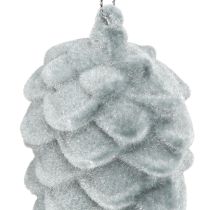 Prodotto Pigne decorative grigie floccate 11,5 cm 6 pezzi