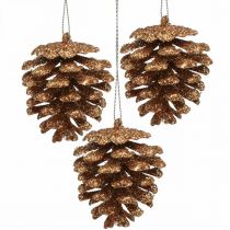 Prodotto Ornamenti per l&#39;albero di Natale coni decorativi glitter rame H7cm 6pz