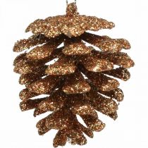 Ornamenti per l&#39;albero di Natale coni decorativi glitter rame H7cm 6pz