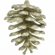 Prodotto Ornamenti per l&#39;albero di Natale coni decorativi glitter champagne H7cm 6pz