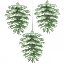 Prodotto Ornamenti per l&#39;albero di Natale coni decorativi glitter menta H7cm 6pz