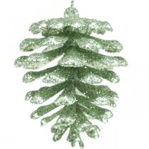 Ornamenti per l&#39;albero di Natale coni decorativi glitter menta H7cm 6pz