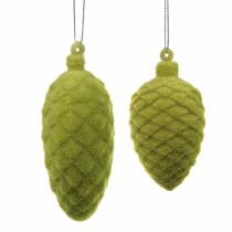 Prodotto Coni decorativi floccati verde muschio 9,5 cm / 8 cm 12 pezzi