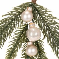 Prodotto Ramo di abete artificiale con mini palline di Natale bianche, 46 cm, 2 pezzi