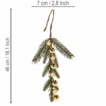 Prodotto Ramo di abete artificiale con mini palline di Natale color oro, 46 cm, 2 pezzi